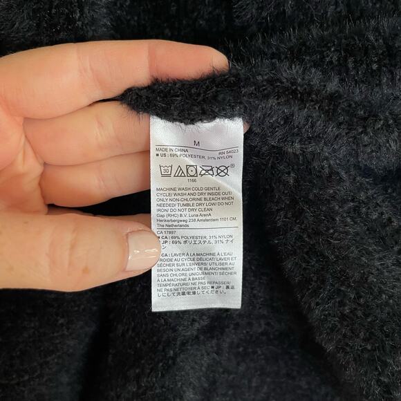 BANANA REPUBLIC EYELASH SWEATER DRESS Black Size Medium Turtleneck Classic Chic - Picture 14 of 15